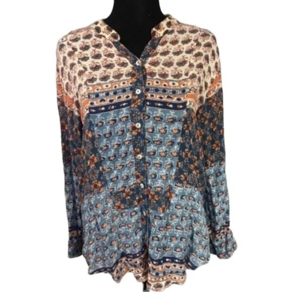 Free People Caravan Patchwork Button Down Top - image 3
